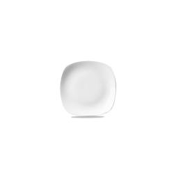 Piatto piano quadro Linea X Squared Churchill in ceramica vetrificata bianca cm 21,5