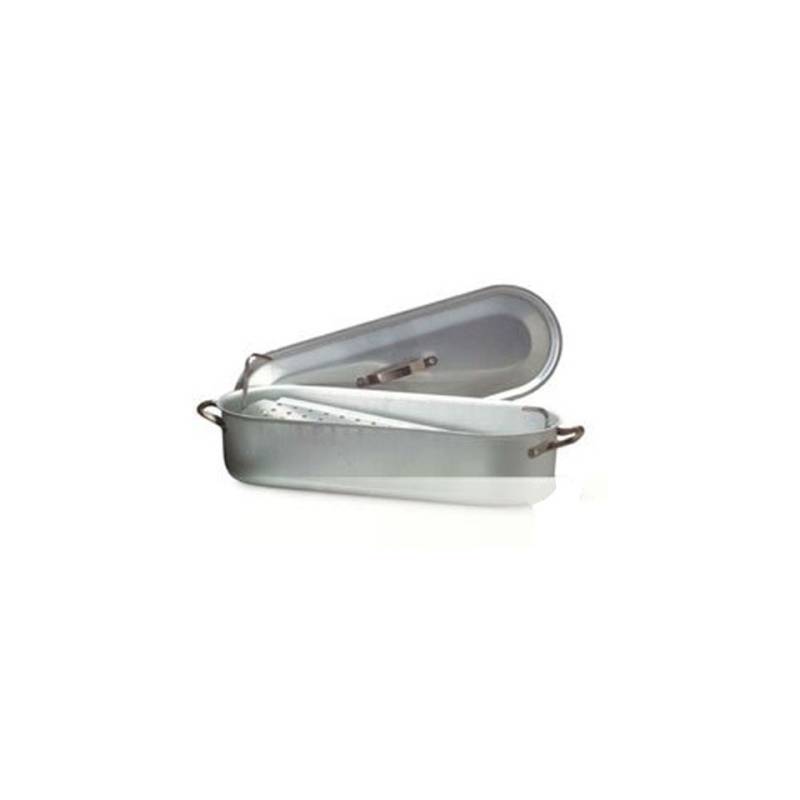 Aluminium-Fischbehälter mit Gitter und Deckel 50 x 15 cm