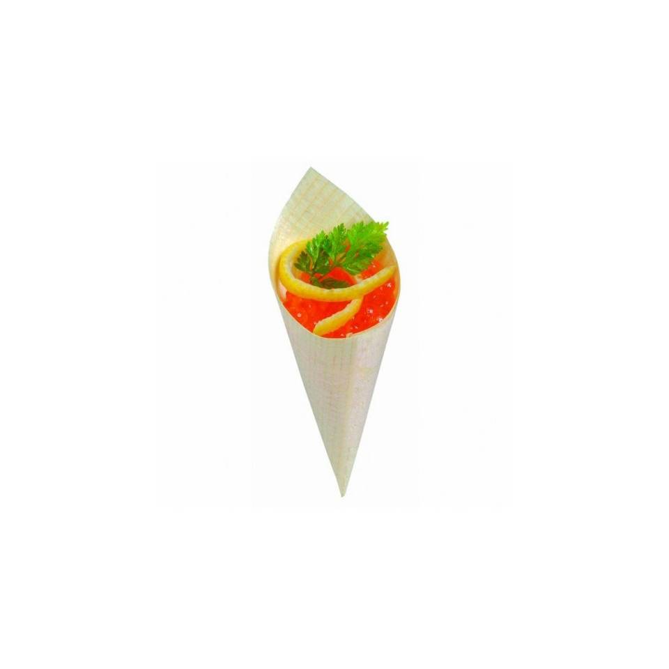 Natural wood mini disposable cones 12x5 cm