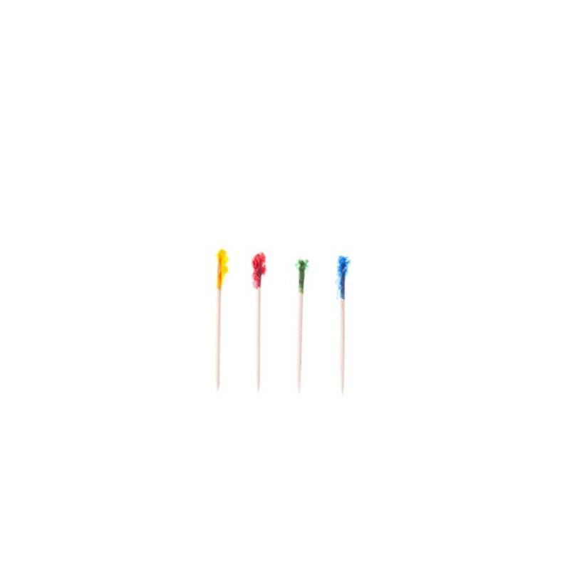 Toothpick Wooden bow assorted colors cm 7