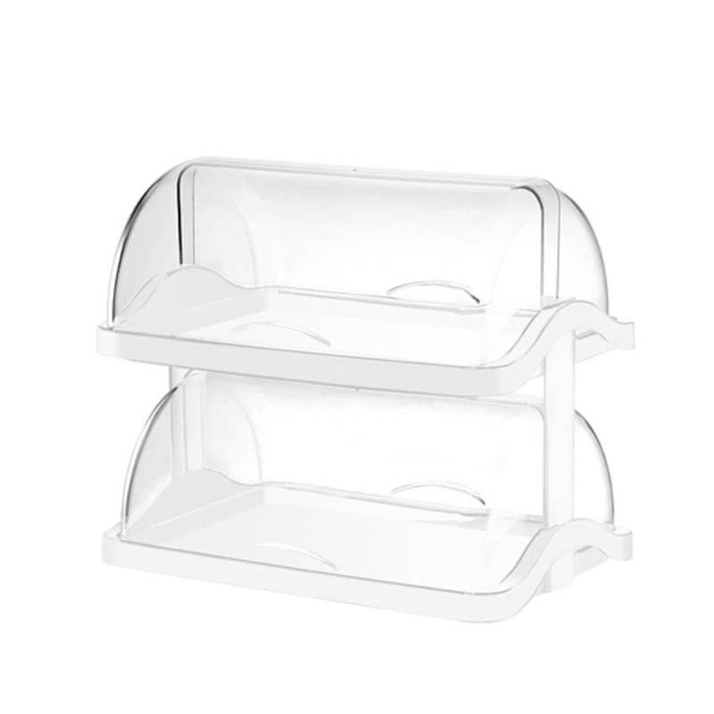 Transparent and white plastic double pastry display case