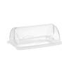 Clear and white plastic single pastry display case