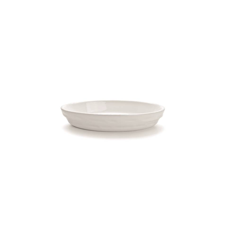 Oval Cordonata Stackable white porcelain dish 32x20 cm