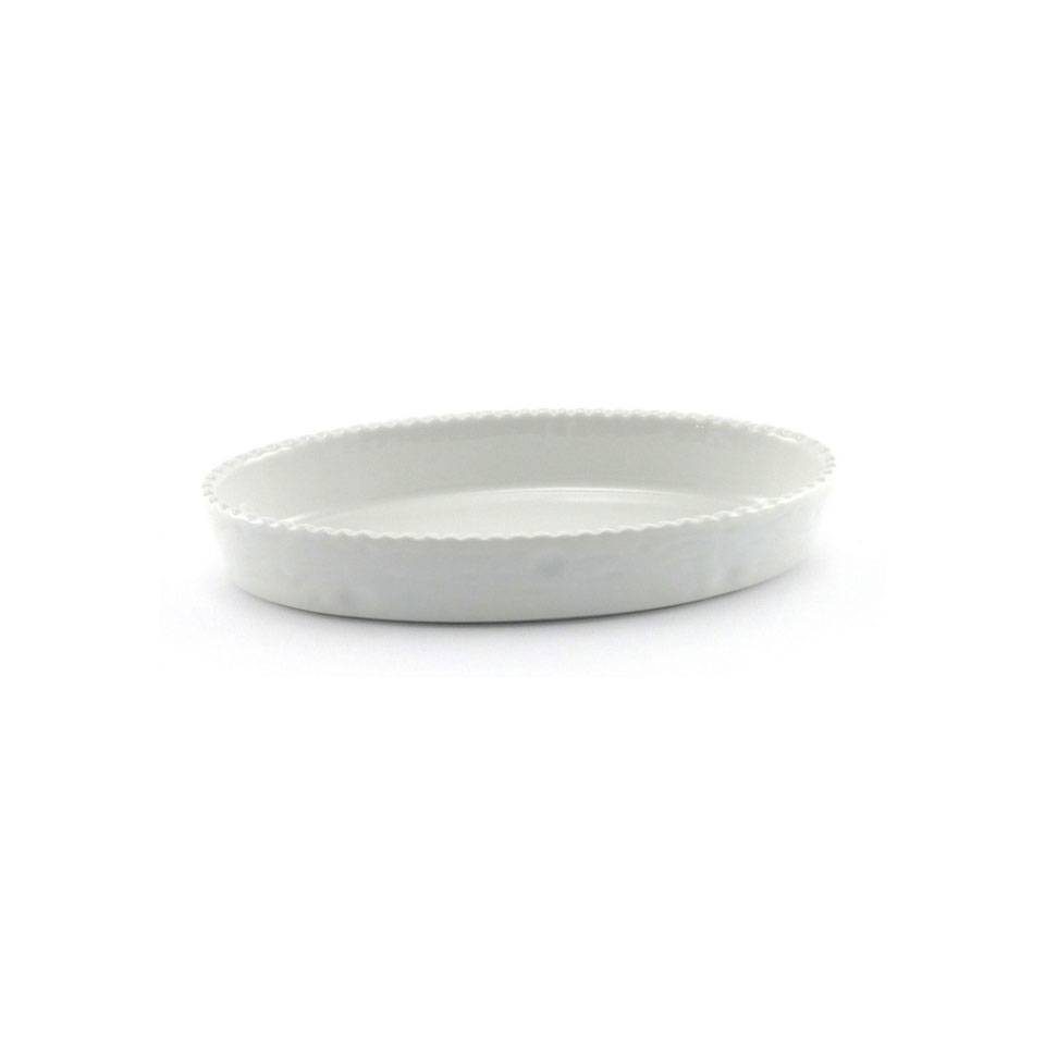 Oval Cordonata white porcelain dish cm 32