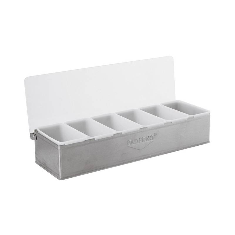 Brushed steel condiment holder 6 containers