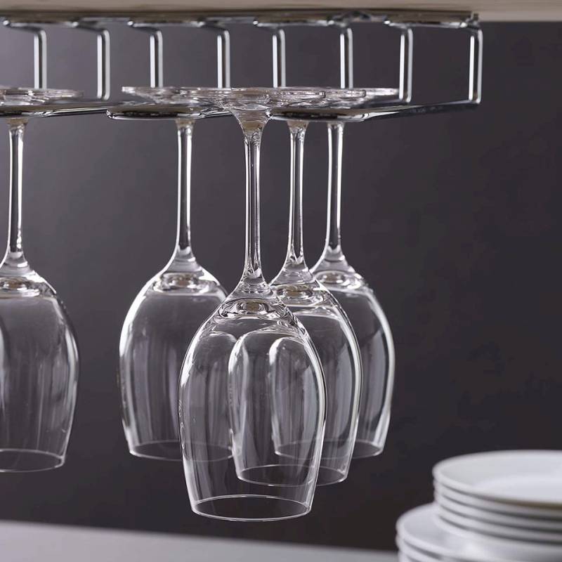 Chromium-plated steel hanging glass rack 