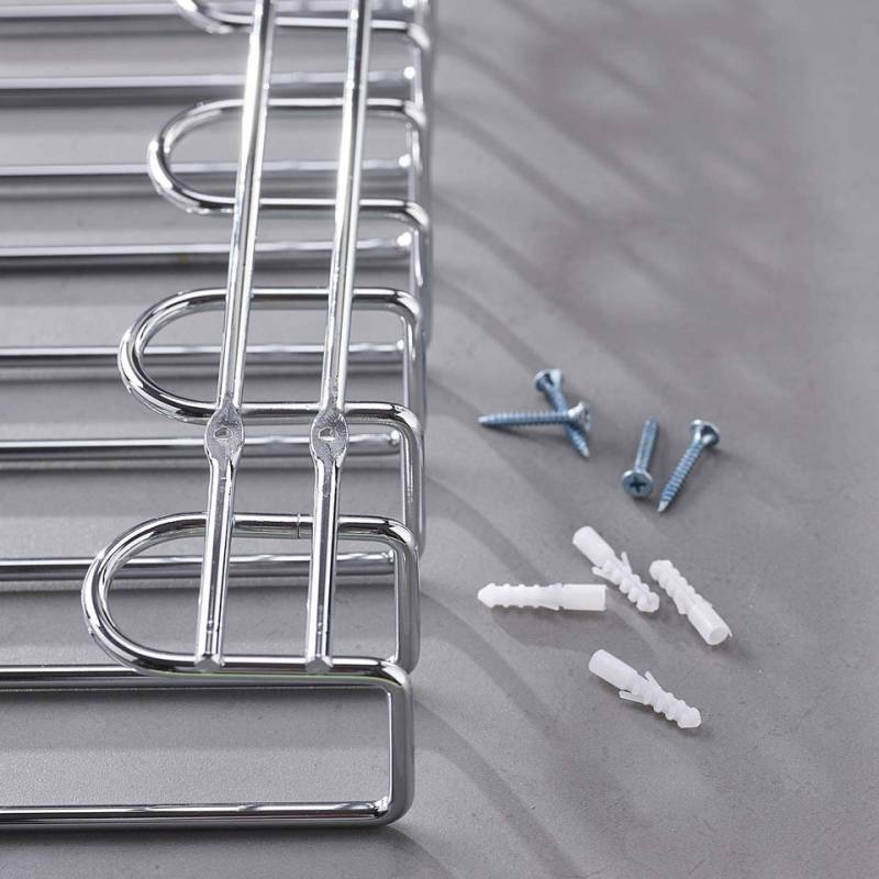 Chromed steel wall-mounted glass rack 