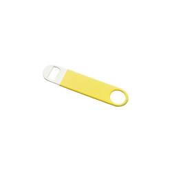 Yellow rubberized flat bottle opener