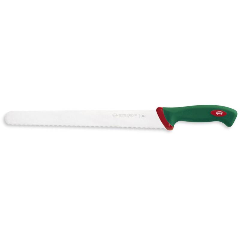 Coltello pane seghettato Premana Sanelli in acciaio inox con manico verde cm 32