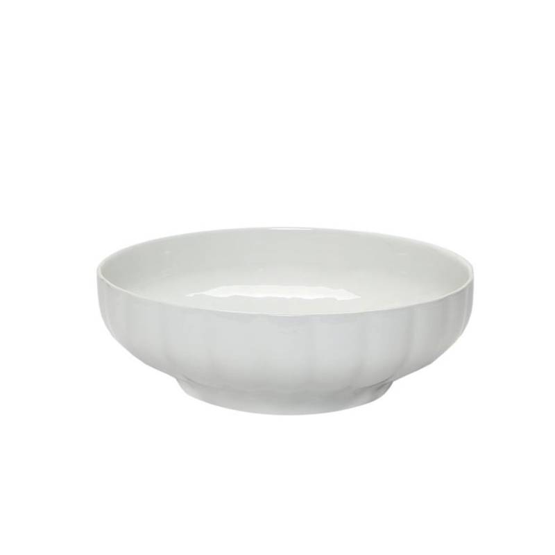 Napoli ribbed salad bowl in white porcelain 30 cm