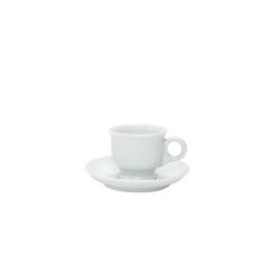 Tazza caffè Reale con piatto in porcellana bianca cl 9