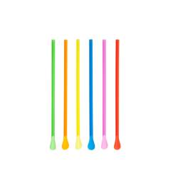 Straws - Drinking Straws plastic assorted colors with paddle cm 20