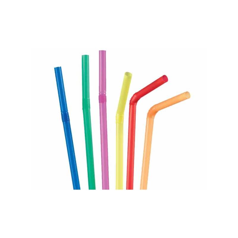 Large folding straws assorted colors cm 24