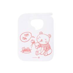 Yum Yum baby white airlaid with red teddy bear bib 12.20x9.05 inch