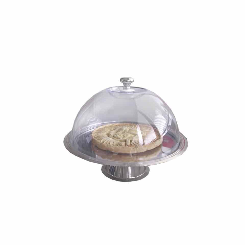 Alzata in acciaio inox con cupola trasparente cm 32