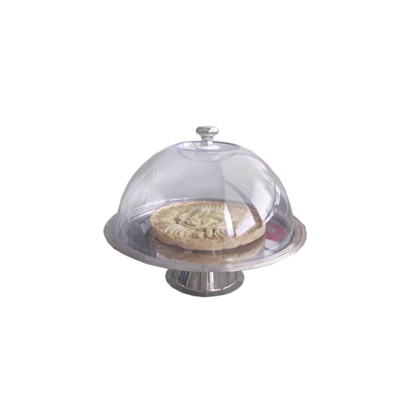 Alzata in acciaio inox con cupola trasparente cm 25