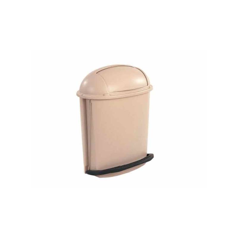 Poubelle à pédale ovale Rubbermaid en plastique beige