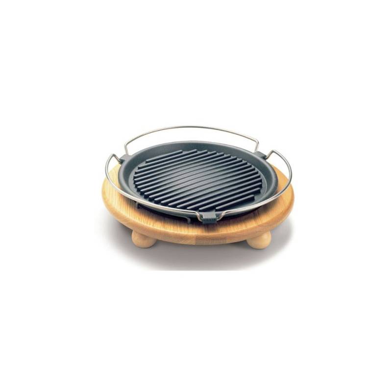 Poêle à griller en fonte avec plateau en bois, Ilsa cm 27