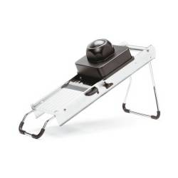 Professional mandoline with trolley and 7 interchangeable stainless steel blades