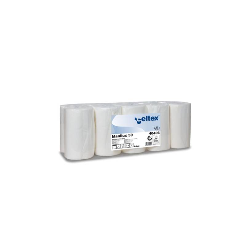 Manilux white cellulose hand towel roll