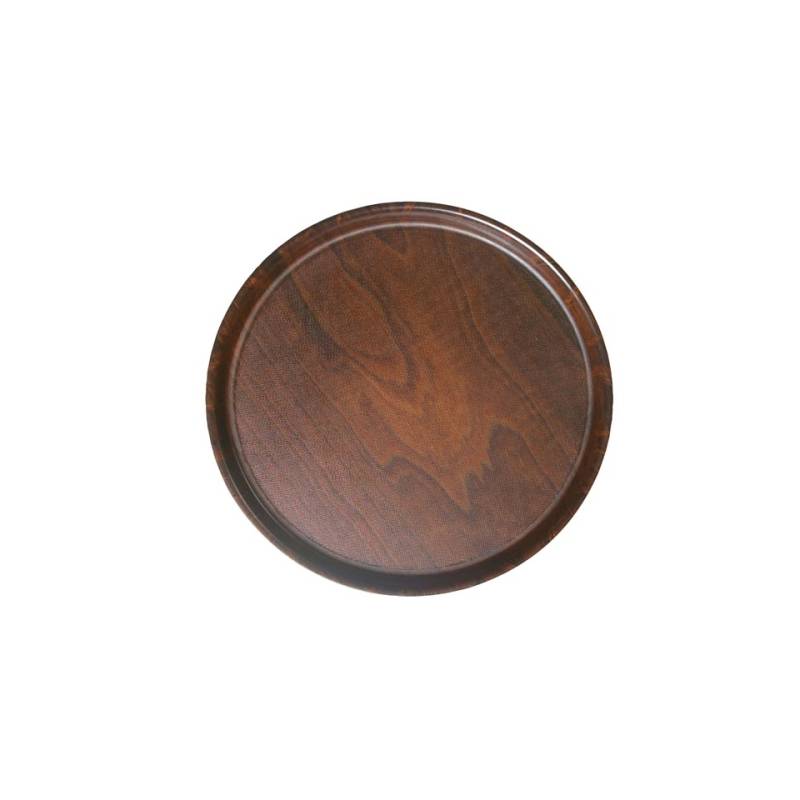 Round Tray Beer wood effect non-slip brown cm 36