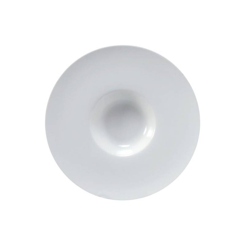 Gourmet white porcelain pasta bowl 9.25 inch