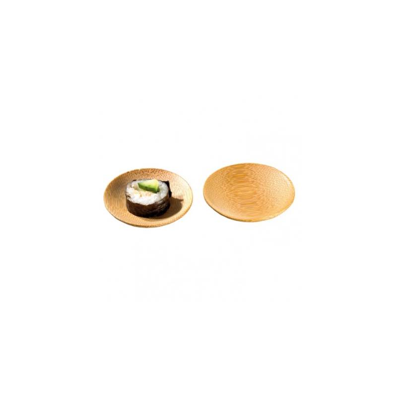 Piattino tondo Ping liscio monouso in bamboo cm 6