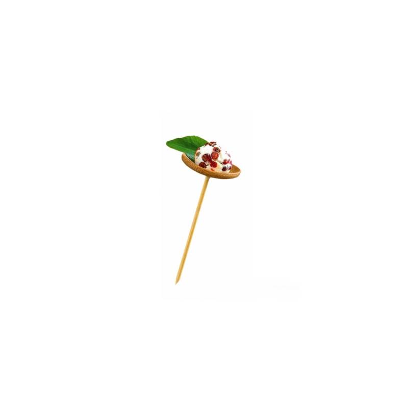 Mini piattino con stecchino sospeso in bamboo cm 10x4