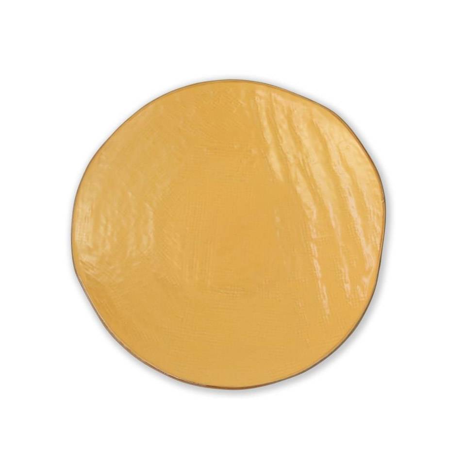 Yellow ceramic Mediterranean flat plate cm 27.5
