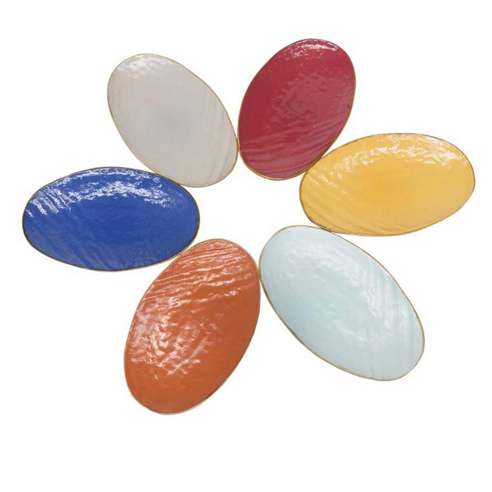 Mediterranean colored ceramic oval tray 35x21 cm