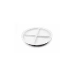 Plat rond à 4 compartiments en porcelaine blanche 24 cm
