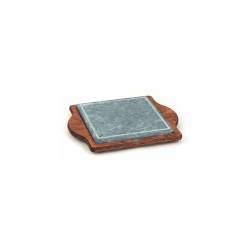 Bisetti square soapstone on wooden base cm 25
