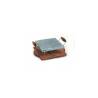 Bisetti soapstone,square with chrome frame on wooden base with stove, cm 25X25