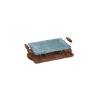 Pietra ollare Bisetti rettangolare grande con telaio cromato su base di legno con fornelletti, cm 25x40