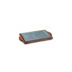 Bisetti soapstone, large rectangular on wooden base, cm 25x40