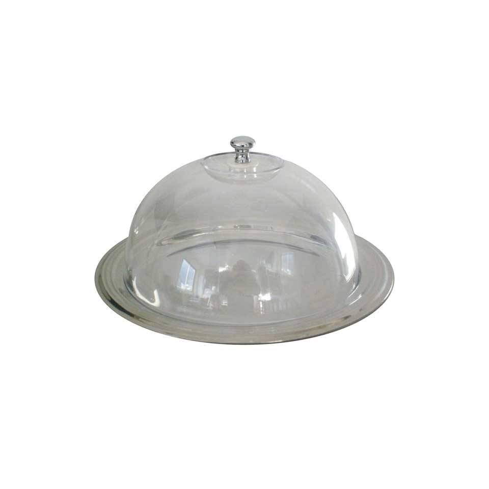 Stainless steel cake plate with pvc dome 12.60 inch