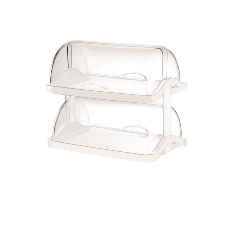 Transparent plastic double pastry display case 48x33 cm