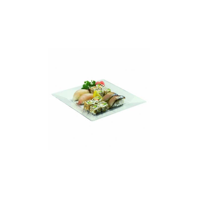 Piatto quadro in plastica trasparente cm 24