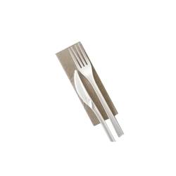 Bio cutlery set with 2-ply ecru napkin