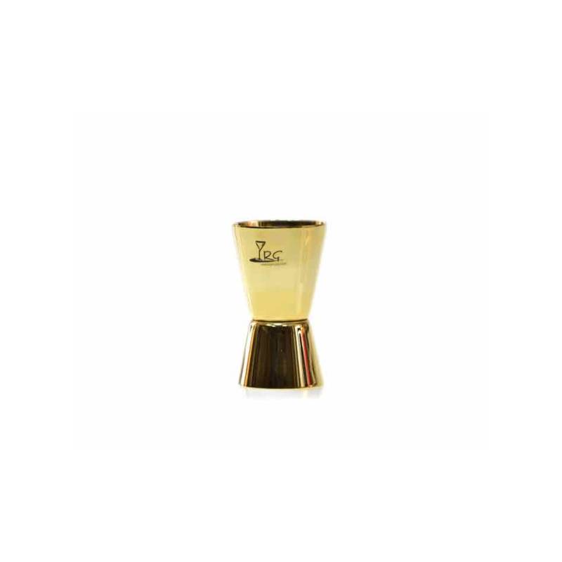 Gold-colored polished stainless steel RG jigger cl 2 and 4