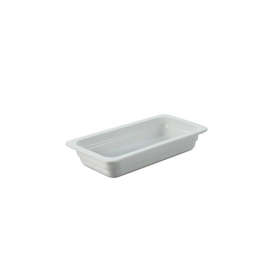 Gastronomy 1/3 rectangular white porcelain dish cm 17x32x6.5