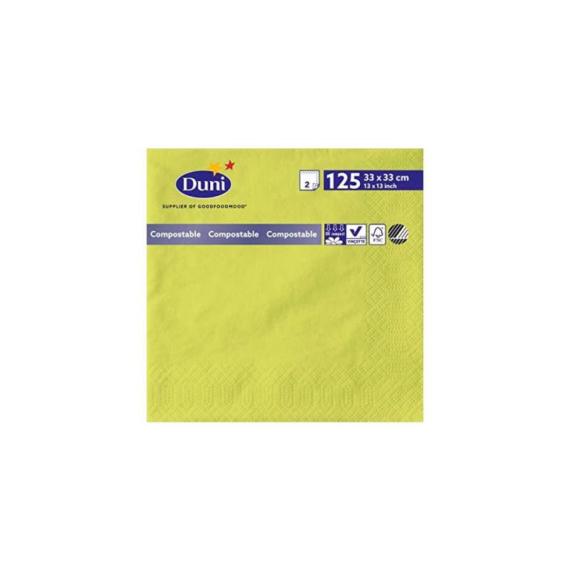 Duni 2-ply kiwi green cellulose napkin 33x33 cm