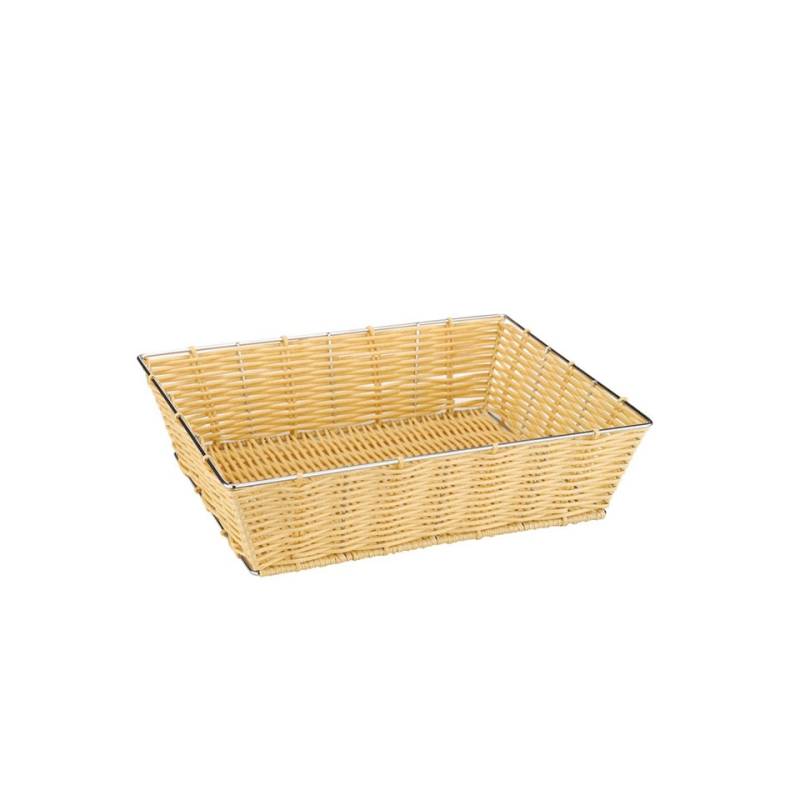 Paderno rectangular bread basket with stainless steel trim