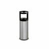 Corbeille à papier et cendrier en acier inoxydable satiné auto-extinguible