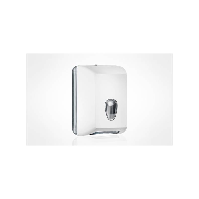 White plastic sheet toilet paper dispenser