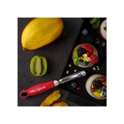 Microplane professional vegetable peeler with serrated stainless steel blade