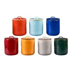 Mediterraneo assorted colours ceramic jar with lid 