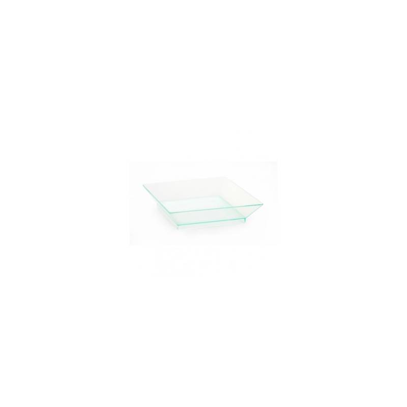 Piattini quadrati in plastica verde trasparente cm 6,5