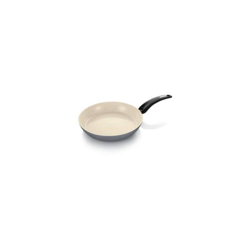 Tegame Moneta in ceramica, con fondo per induzione e con coperchio in vetro, con un manico, cm 24