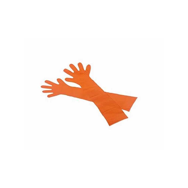 Walking Extra Long Orange Polyethylene Disposable Gloves